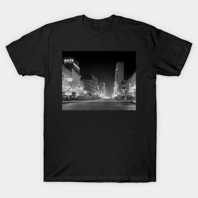 Downtown At Night, 1942. Vintage Photo T-Shirt by historyphoto